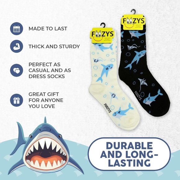 Sharks Stingrays Fish Marine Shark Ocean Sea Rays 2 Pairs Foozys Women's Socks - Picture 2 of 5